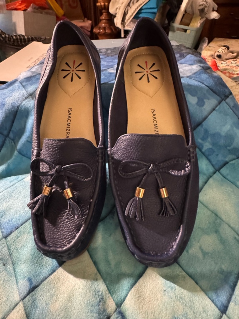 Isaac Mizrahi Navy Blue Tassel Loafers - Picture 3 of 3